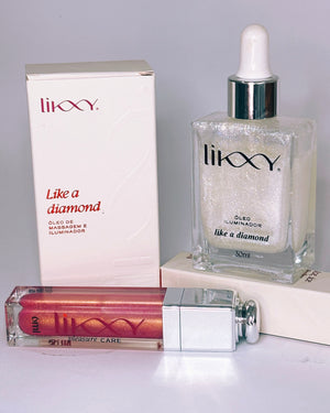 KIT: Ice Ice Baby Rosé + Like a Diamond Iluminador prata / Gloss + Óleo